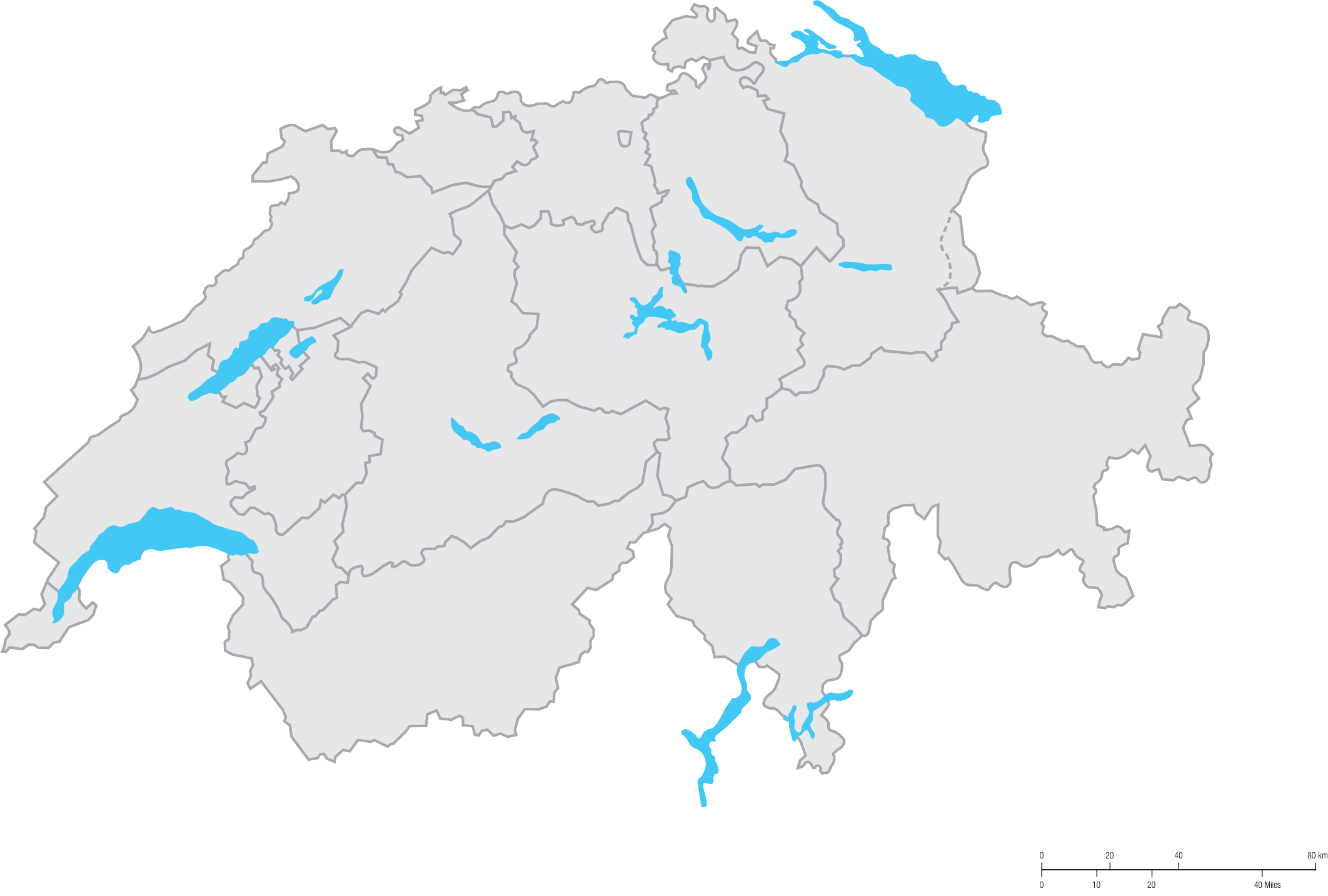 Kaart, Zwitserland, Regio's